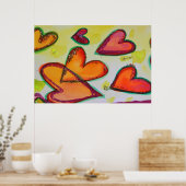 Laugh Hearts Painting Art Poster Print (Keuken)