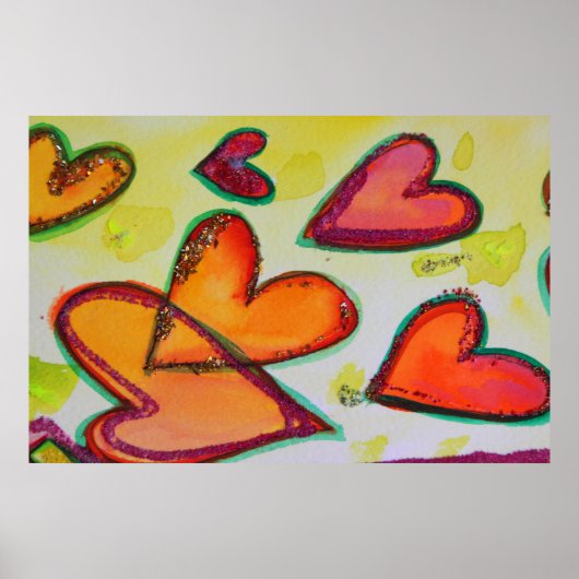 Laugh Hearts Painting Art Poster Print (Voorkant)