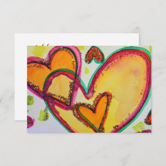 Laugh Hearts verbindt Kleine Uitnodiging of nodigt (Voorkant / Achterkant)