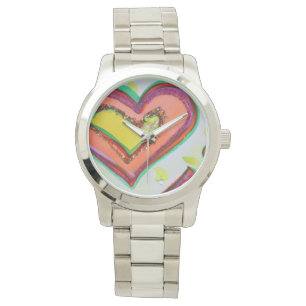 Laugh hoort twee harten in kleurrijke Art Custom W Horloge
