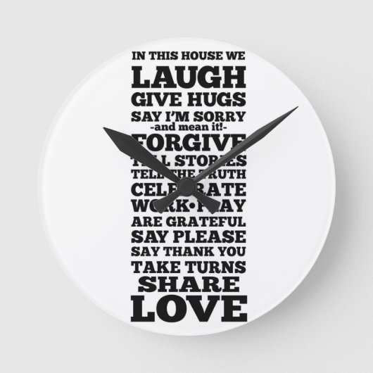 Laugh, Love, Black and White Ronde Klok (Voorkant)