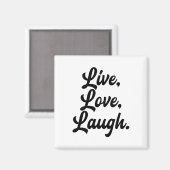 Laugh Love Live Retro Meditation Mindful Positivit Magneet (Voorkant / Achterkant)