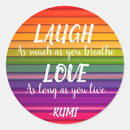 Laugh & Love Rumi Rainbow Ronde Sticker (Voorkant)