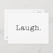 Laugh. Sjabloon zwarte en witte Laugh Quote Briefkaart (Voorkant / Achterkant)