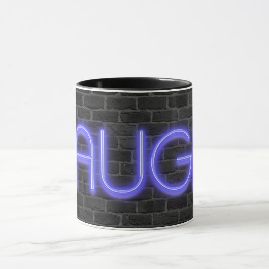 LAUGH-tekst in neonlichten op baksteen Mok (Midden)