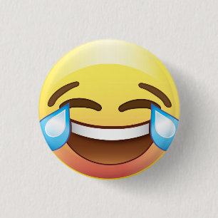 Laugh tot je droog bent, tranen van geluk Emoji Pi Ronde Button 3,2 Cm