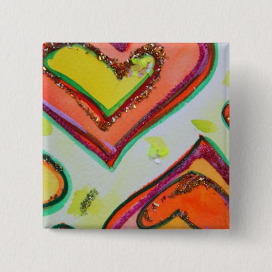 Laugh Two Hearts Buttonnen of Lapel Pins Vierkante Button 5,1 Cm (Voorkant)