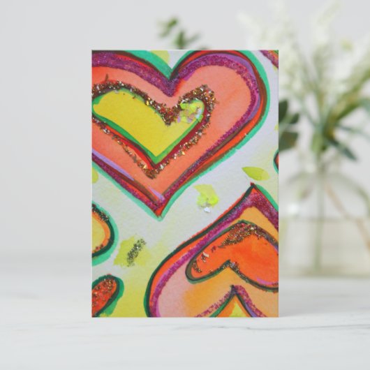 Laugh Two Hearts Small Invitations of Invites Kaart (Staand voorkant)