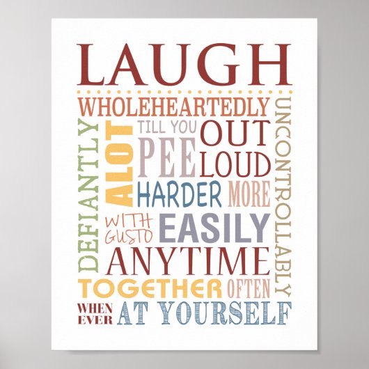LAUGH Typographic Print, Live, Laugh, Love Series Poster (Voorkant)
