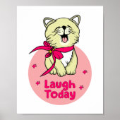 Laugh vandaag Kawaii blij met een grappige kat die Poster (Voorkant)