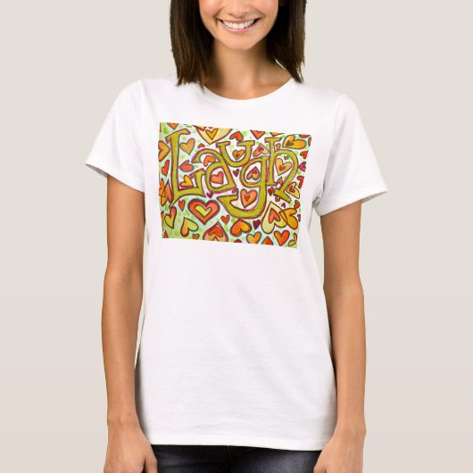 Laugh Word Art Glitter T-shirt (Voorkant)