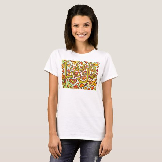 Laugh Word Art Glitter T-shirt (Voorkant volledig)