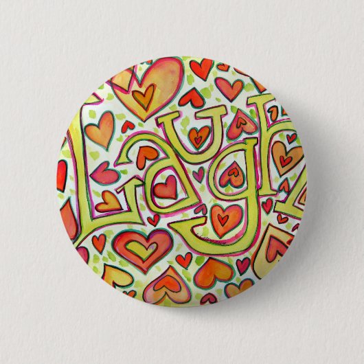 Laugh Word Art Pendant Pin Buttonnen Ronde Button 5,7 Cm (Voorkant)