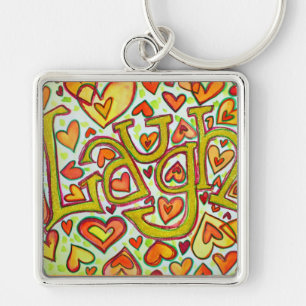 Laugh Word Glitter Art Painting Sleutelhanger