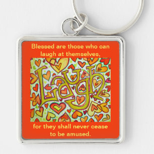 Laugh Word Quote Glitter Art Painting Sleutelhange Sleutelhanger