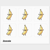 Laughing Banana – Cute Kawaii Illustration Vierkante Sticker (Vel)