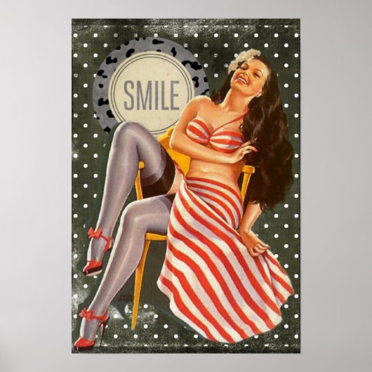 Laughing Brunette Pin-up Girl Poster (Voorkant)