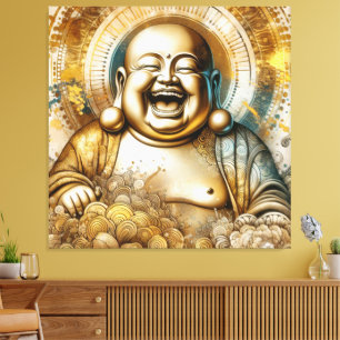 Laughing Buddha Canvas Afdruk