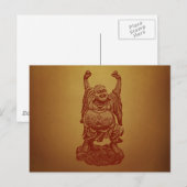 Laughing Buddha (donkerrood) Briefkaart (Voorkant / Achterkant)
