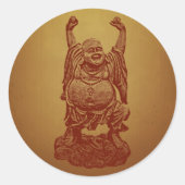 Laughing Buddha (donkerrood) Ronde Sticker (Voorkant)