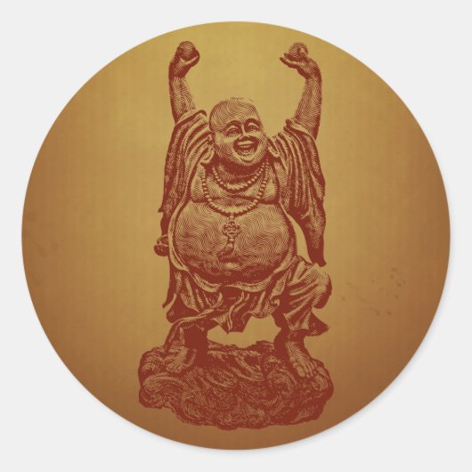 Laughing Buddha (donkerrood) Ronde Sticker (Voorkant)