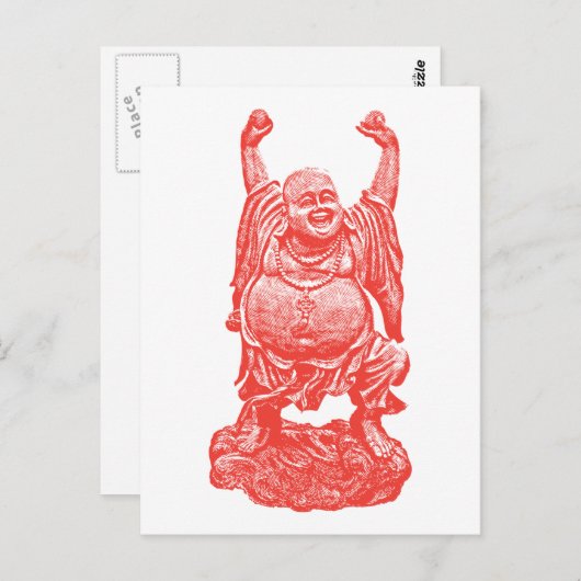 Laughing Buddha (rood) Briefkaart (Voorkant / Achterkant)