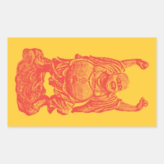 Laughing Buddha (rood) Rechthoekige Sticker (Voorkant)