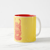 Laughing Buddha (rood) Tweekleurige Koffiemok (Voorkant rechts)