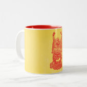 Laughing Buddha (rood) Tweekleurige Koffiemok (Voorkant links)