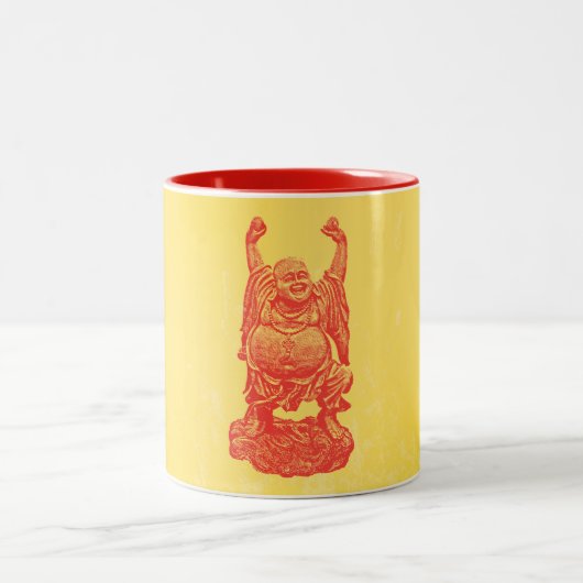 Laughing Buddha (rood) Tweekleurige Koffiemok (Center)