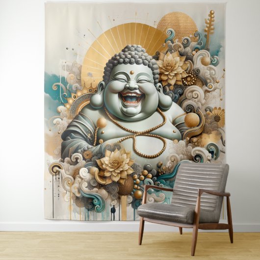 Laughing Buddha Wandkleed (In situ)