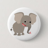 Laughing Cartoon Elephant Button Badge (Voorkant)