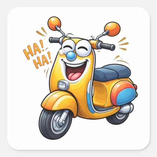 Laughing Cartoon Scooter Character Sticker (Voorkant)