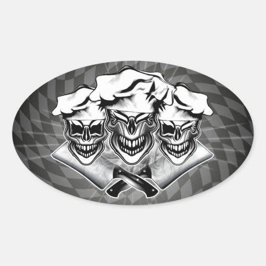 Laughing Chef Skulls Ovale Sticker (Voorkant)