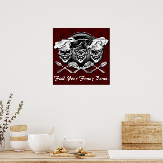 Laughing Chef Skulls Poster (Keuken)