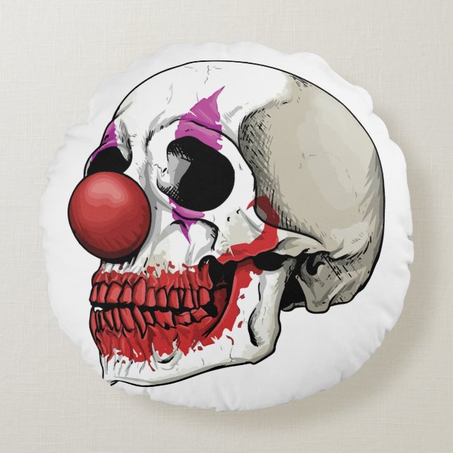 Laughing Clown Skull - Het lot tot de dood Rond Kussen (Voorkant)