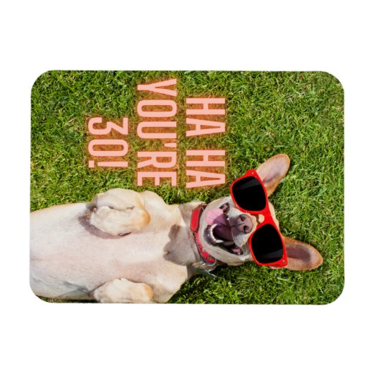 Laughing Dog 30th Birthday Magneet (Horizontaal)