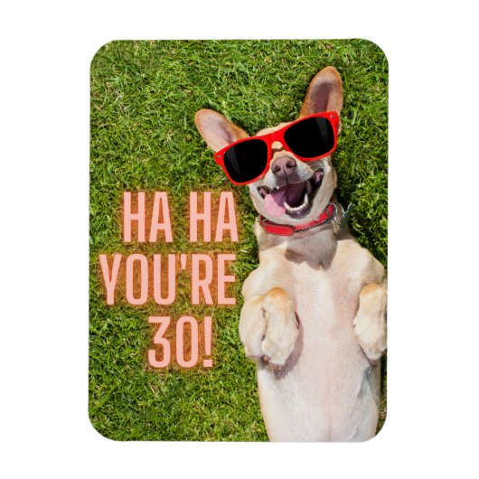 Laughing Dog 30th Birthday Magneet (Verticaal)