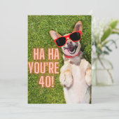 Laughing Dog 40th Birthday Kaart (Staand voorkant)