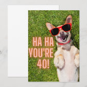 Laughing Dog 40th Birthday Kaart (Voorkant / Achterkant)