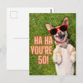 Laughing Dog 50th Birthday Briefkaart (Voorkant / Achterkant)