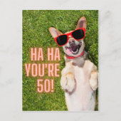 Laughing Dog 50th Birthday Briefkaart (Voorkant)