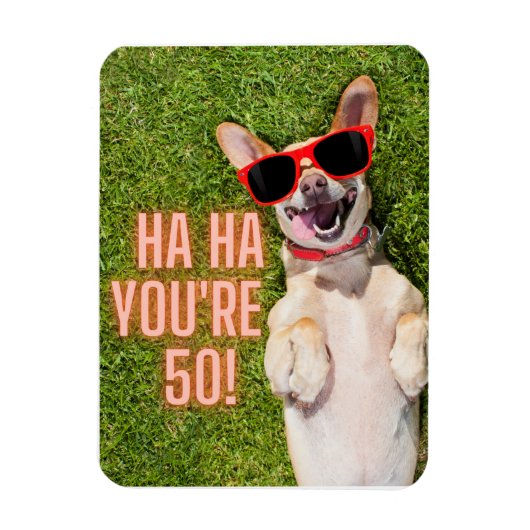 Laughing Dog 50th Birthday Magneet (Verticaal)