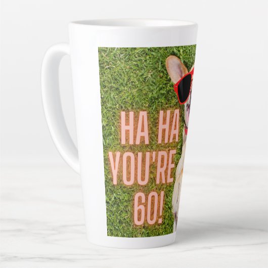 Laughing Dog 60th Birthday Latte Mok (Linkerhoek)