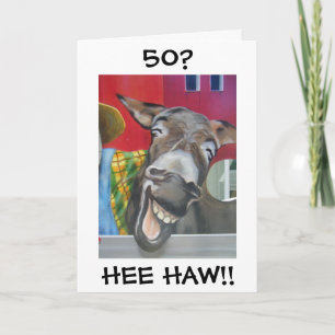 "LAUGHING DONKEY GREETING" VOOR DE "50e" MAANDAG Kaart