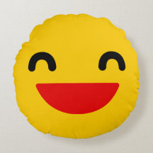 Laughing Emoji Cute Round Pillow