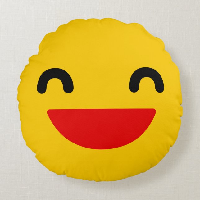 Laughing Emoji Cute Round Pillow Rond Kussen (Voorkant)