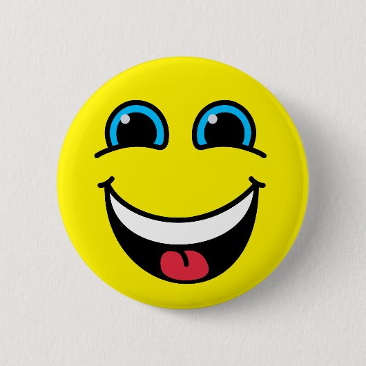 Laughing Emoji Face Yellow Ronde Button 5,7 Cm (Voorkant)