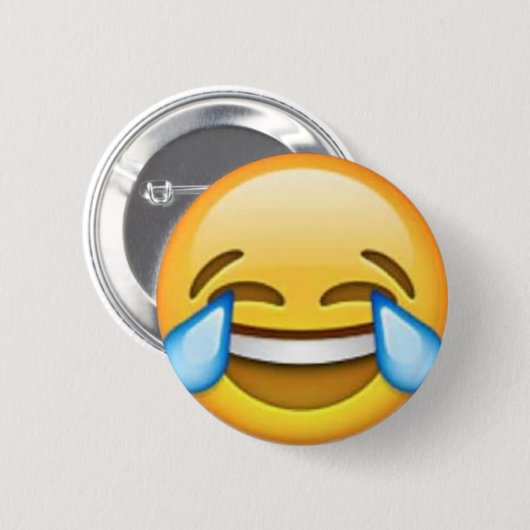 Laughing emoji pin ronde button 5,7 cm (Voorkant /achterkant)