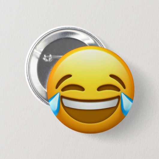 Laughing emoji pin ronde button 5,7 cm (Voorkant /achterkant)